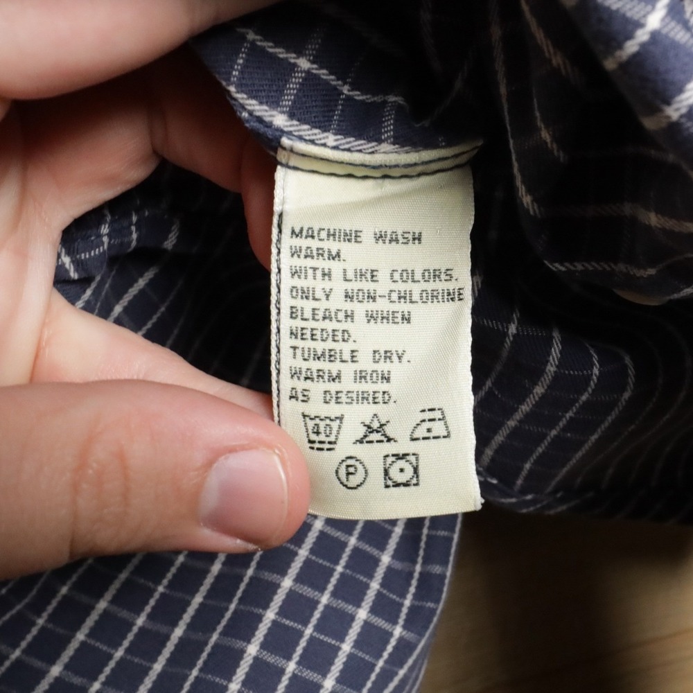 Eddie Bauer Mens L G‎ Plaid Button Down Long Sleeve Shirt Cotton Blue White - Picture 5 of 6